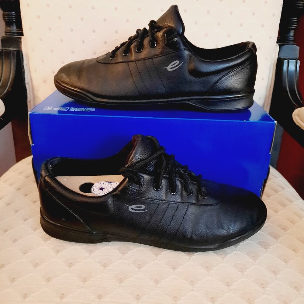EASY SPIRIT Black Leather Walking COMFORT Shoes Size 9M No Tie Elastic Lace